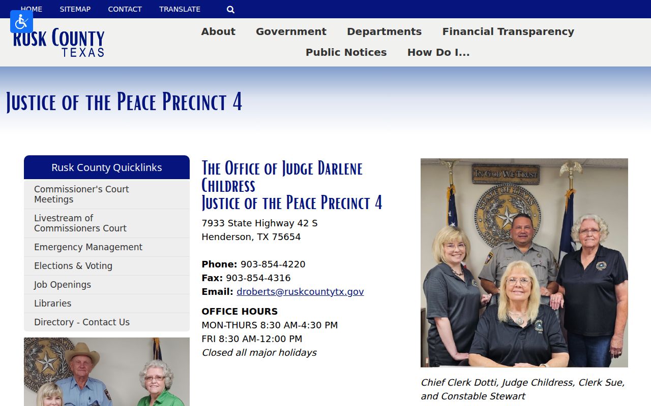 Rusk County JP4 official page describing its local warrant roundup and payment routes