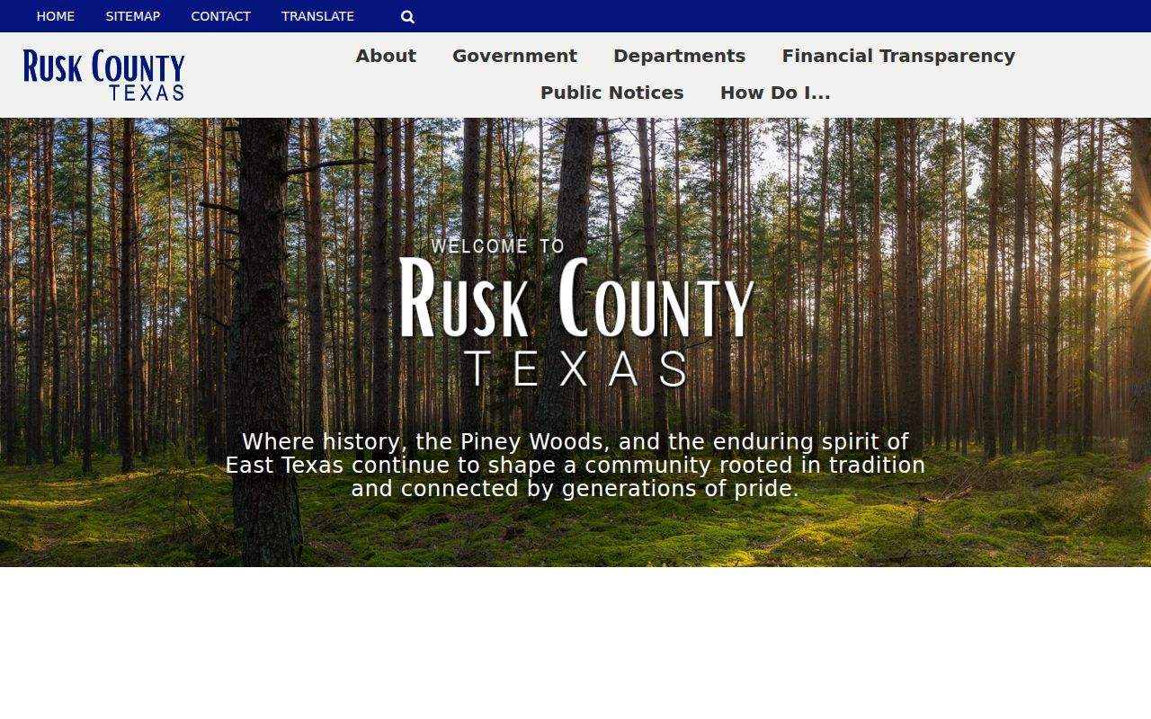 Rusk County official website serving as the county service entry point